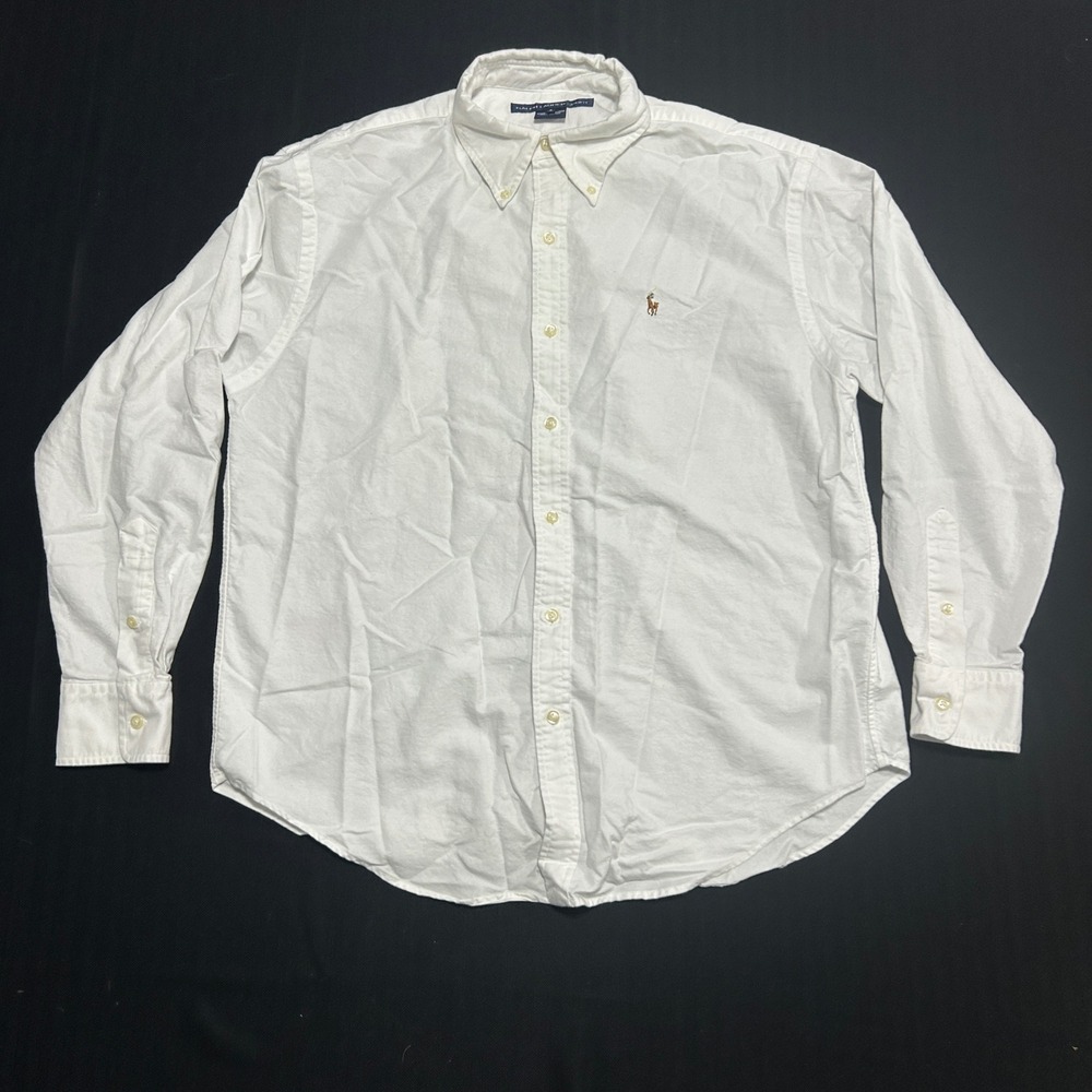 Ralph Lauren Sport Womens White Cotton Button Down Shirt Size 12 Long Sleeve